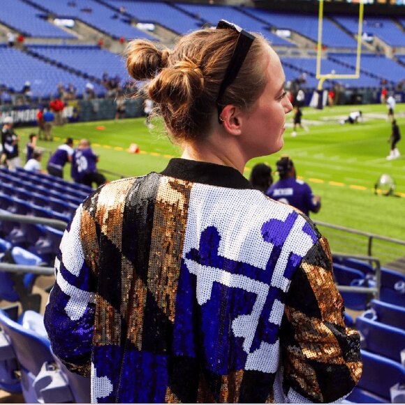 Maryland Flag Purple and Gold Sequinned Zippered Jacket - NEW Fast Ship - Picture 2 of 5
